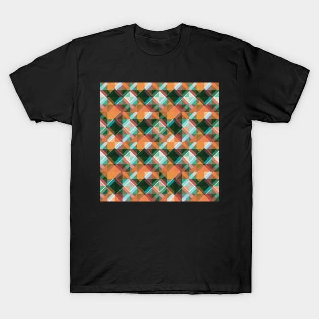 Psychedelic Geometric Orange & Green T-Shirt by StephersMc